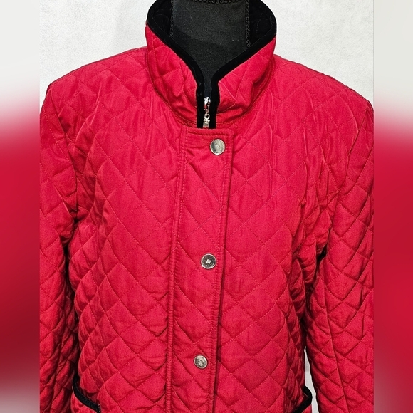 George Quilted Zip Up Red & Black Winter Jacket 100% Polyester Size L (12-14) - Picture 3 of 8